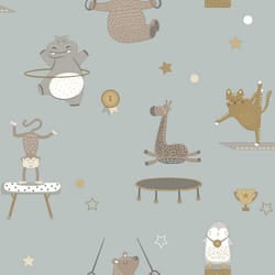 Holden Decor Animal Gymnastics Blue Wallpaper 13242