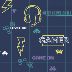 Holden Gamer Boys Navy Neon Yellow Boys Space Invader Paste The Paper Wallpaper
