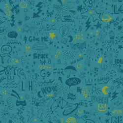 Holden Decor Doodle Teal Neon Yellow Wallpaper 13341