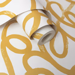 Squiggle Wallpaper Ochre / White Holden 13361