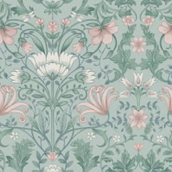 Holden Vintage Floral Soft Teal Vintage Retro Style Art Nouveau Smooth Wallpaper