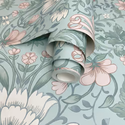 Holden Vintage Floral Soft Teal Vintage Retro Style Art Nouveau Smooth Wallpaper