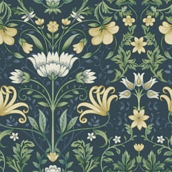 Holden Vintage Floral Navy Vintage Retro Style Art Nouveau Smooth Wallpaper