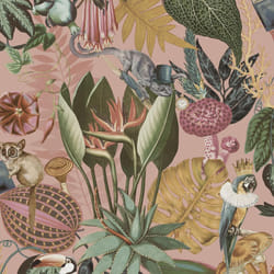Holden Wonderland Jungle Floral Birds Exotic Blush Multicoloured Wallpaper