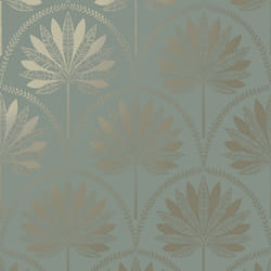 Holden Decor Metallic Palm Tree Dusky Blue Wallpaper 13417