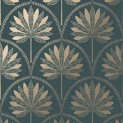 Holden Decor Metallic Palm Tree Teal Wallpaper 13419