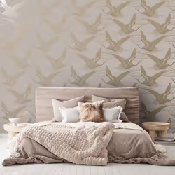 Holden Decor Metallic Cranes Blush Pink Wallpaper 13430