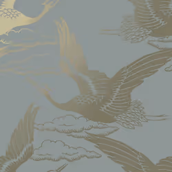 Holden Decor Metallic Cranes Blue Wallpaper 13432