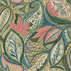 Holden Decor Paisley Leaves Pink Wallpaper Floral Leaf Green Modern Feature Wall