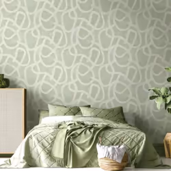 Holden Decor Linear Swirl Sage Green Wallpaper Modern Contemporary Feature Wall