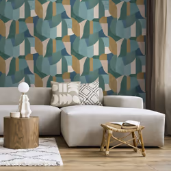 Holden Decor Curved Geo Teal Wallpaper 13471