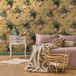 Holden Decor Floral Vase Ochre Green Wallpaper Flowers Garden Nature Modern