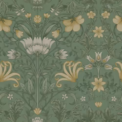 Holden Decor Vintage Floral Green Wallpaper 13550