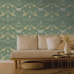Holden Decor Vintage Floral Green Wallpaper 13550