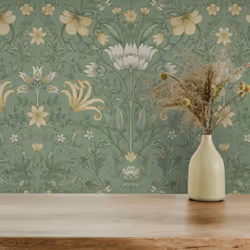Holden Decor Vintage Floral Green Wallpaper 13550