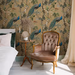Holden Decor Peacock Woods Gold Wallpaper 13683