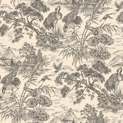 Holden Decor Crane Lagoon Cream Charcoal Wallpaper 13731