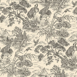 Holden Decor Crane Lagoon Cream Charcoal Wallpaper 13731
