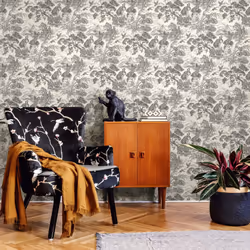 Holden Decor Crane Lagoon Cream Charcoal Wallpaper 13731