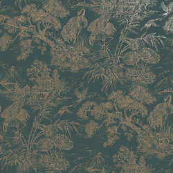 Holden Decor Crane Lagoon Aqua Gold Wallpaper 13732