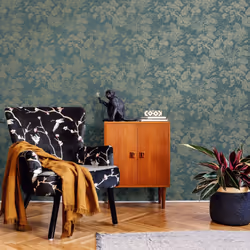Holden Decor Crane Lagoon Aqua Gold Wallpaper 13732