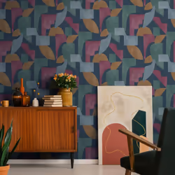 Holden Decor Abstract Angles Navy Berry Wallpaper 13740