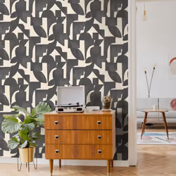 Holden Decor Abstract Angles Cream Charcoal Wallpaper 13741