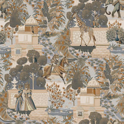 Holden Decor Animal Palace Navy Orange Wallpaper Stylish Trendy Feature Wall