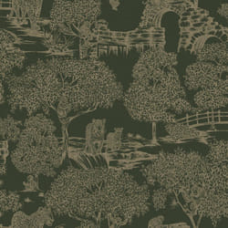 Holden Decor Zoo Lake Green Wallpaper Animal Print Trees Stylish Feature Wall