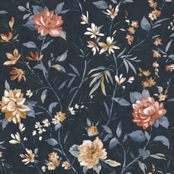 Holden Decor Oriental Trail Navy Wallpaper Flowers Floral Feature Wall