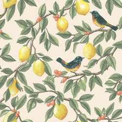 Holden Lemon Leaf Trail Bird Wallpaper - Cream Orange 13870