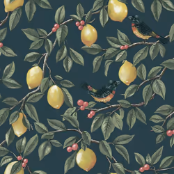 Holden Lemon Leaf Trail Bird Wallpaper - Teal 13871