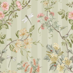 Holden Hampton Gardens Stripe Floral Wallpaper - Sage Green 13910