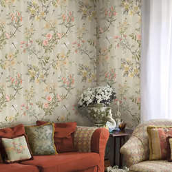 Holden Hampton Gardens Stripe Floral Wallpaper - Sage Green 13910