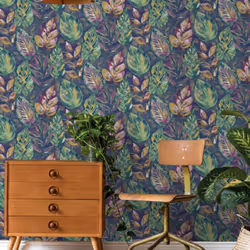 Holden Decor Aralia Navy Pink Wallpaper 36112