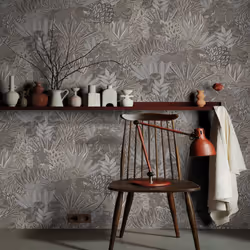 Holden Rainforest Animals Paisley Palm Leaf Vinyl Wallpaper Grey 36162