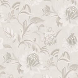 Holden Cecelia Floral Jacobean Metallic Vinyl Dove Grey Wallpaper