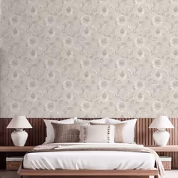 Holden Cecelia Floral Jacobean Metallic Vinyl Dove Grey Wallpaper