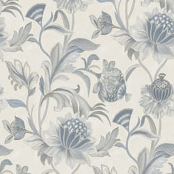 Holden Cecelia Floral Jacobean Metallic Vinyl Blue Dove Wallpaper