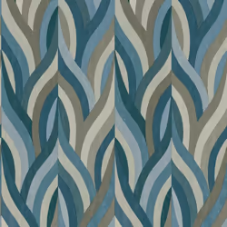 Holden Arabesque Leaves Geometric Leaf Vinyl Texture Blue Wallpaper