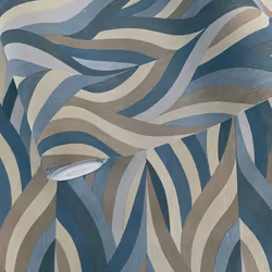 Holden Arabesque Leaves Geometric Leaf Vinyl Texture Blue Wallpaper