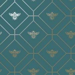 Honeycomb Bee Wallpaper Teal World of Wallpaper 50400