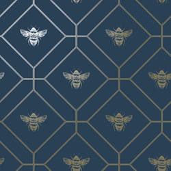 Honeycomb Bee Wallpaper Navy World of Wallpaper 50401