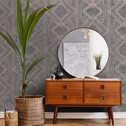Holden Decor Obsidian Delano Grey Rose Gold Wallpaper 75941