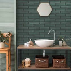 Holden Decor Tiling on a Roll Celadon Gloss Tile Emerald Green Wallpaper 89386