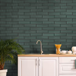 Holden Decor Tiling on a Roll Celadon Gloss Tile Emerald Green Wallpaper 89386