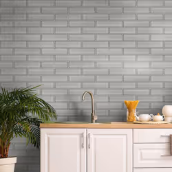 Holden Decor Tiling on a Roll Celadon Gloss Tile Grey Wallpaper 89387