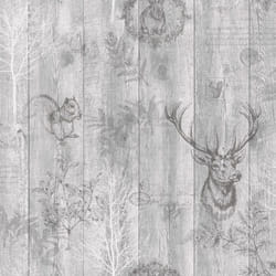Holden Decor Glasshouse Stage Wood Panel Grey Wallpaper 90090