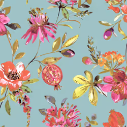 Holden Decor - Melgrano Floral Metallic Luxury Wallpaper - Soft Teal 90520
