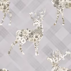 Grey Floral Stag Wallpaper Geometric Pattern Beige Non-Woven Paste The Wall